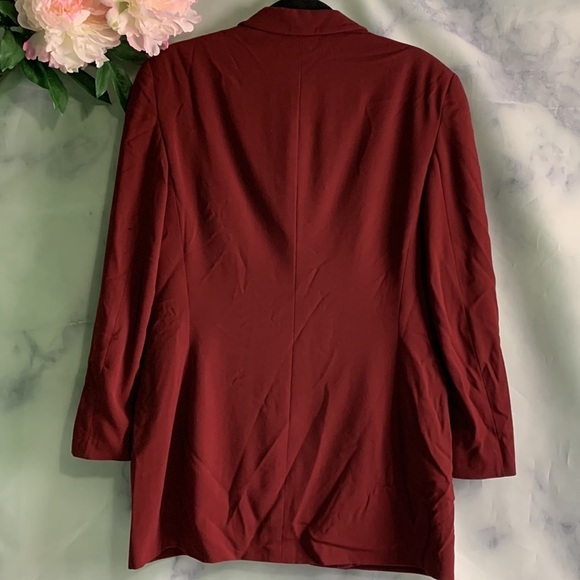Vintage 90s Giorgio Armani Red 100% Wool Long Sleeve Three Button Blazer Size 12 - Picture 4 of 9